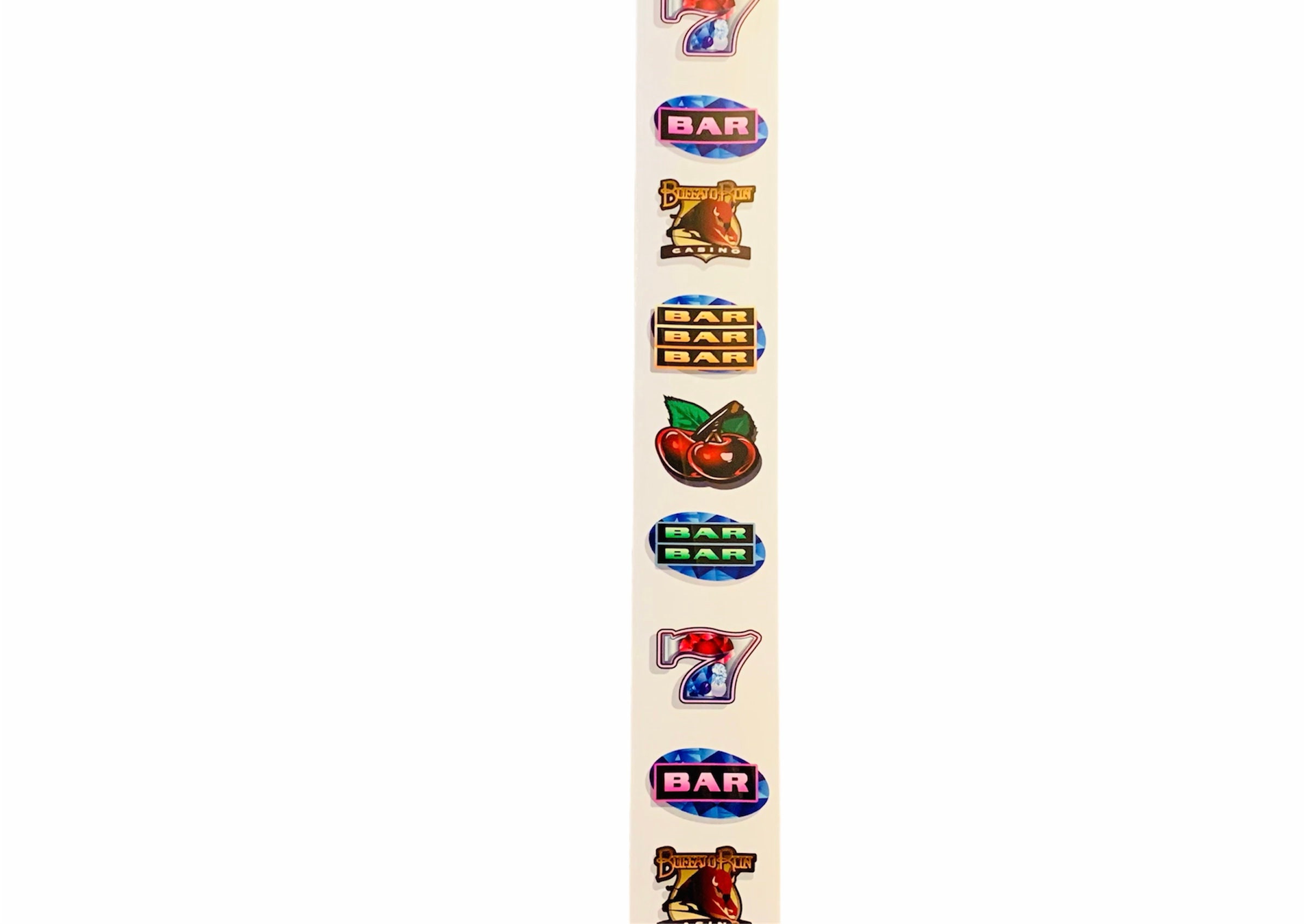 SLOT MACHINE MEMORABILIA Casino replacement part accessory plastic roll up sign decor poker room Gaming Reel Buffalo Run 7s lucky BMC5