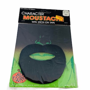 Halloween Costume Mask Vtg decoration Ben Cooper plastic collectible sealed Character stick Moustache facial hair beard goatie goatee BC2