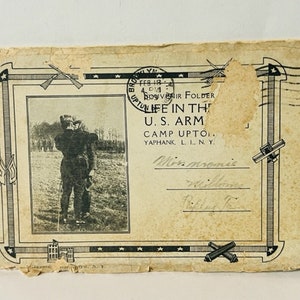 Postcard Antique Ephemera Post Card 1909 Military Brooklyn Fold Out Army Soldier