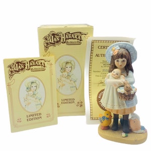 JAN HAGARA FIGURINE vintage 1985 porcelain statue victorian sculpture limited edition nib box coa Victoria Easter Bunny Rabbit duck doll