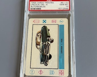 Vintage Cardo Trading Card 1958 Automobiles Cars PSA 10 GEM Mint Lincoln 195-X