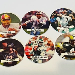 NFL football Quarterbacks Pogs lot Slammer Milk Cap game vtg Favre Cunningham Randall