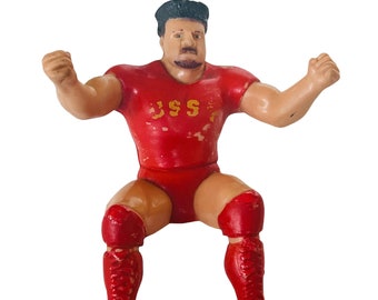 Thumb Wrestler Nikolai Volkoff WWF rubber superstar WWE Vtg figure toy 1986 ussr