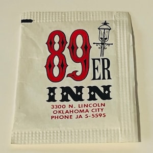 Domino Deluxe sugar packet sign paper ephemera advertising memorabilia 1960 hotel motel diner restaurant diner 89er Inn Oklahoma City OK