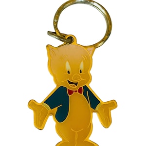 Looney Tunes Porky Pig Llavero vtg figura llavero antropomórfico dibujos animados WB