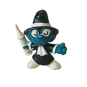 Smurfs Schleich Vtg toy figure Peyo Germany Bully 1968 Brainy hat needle doctor