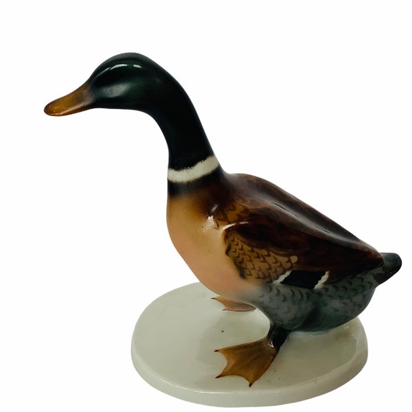 Heubach Kunst Lichte West Germany Wallendorf Duck Figurine Decoy Mallard vtg sculpture gift porcelain canvasback bisque Kunst