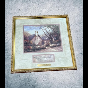 Thomas Kinkade Framed Print Picture 14X14 COA Morning Glory Cottage Edgar Guest