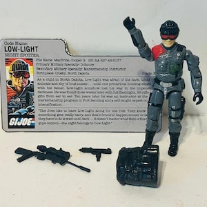 Weinig licht Lowlight Gi Joe Cobra-figuur Hasbro 1986 File Card Sniper-accessoires