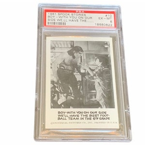 Horror Universal Monsters Trading Card Vintage 1963 Leaf Spook Stories Beoordeeld PSA 6 Caveman Cave Man voetbal #10