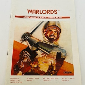Warlords Atari Video Game 2600 Manual Guide vtg electronics poster ephemera 1981
