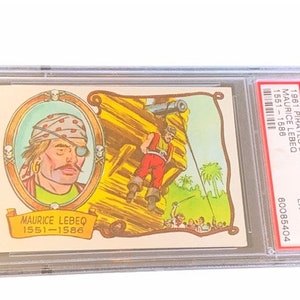Carta comercial pirata vintage classificada PSA 6 Maurice Lebeq 1961 Bold 1551-1566 pendurado canhão de laço navio #10 tapa-olho coisas efêmeras