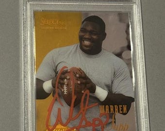 Warren Sapp Auto Rookie RC PSA Authentic 1995 Select Certified #127 Orange Ink Signature