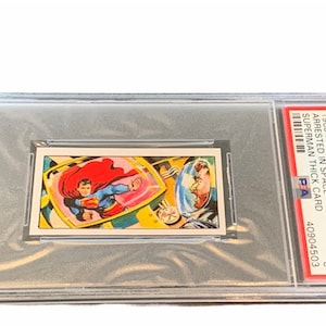 Superman Primrose Trading Card 1968 Vintage DC Comics Liga da Justiça Clark Kent Inglaterra Brainiac PSA 8 classificado # 11 Preso no espaço