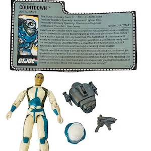 Gi Joe Cobra figura vtg Hasbro cartão de arquivo completo 1989 Contagem regressiva Astronauta espaço