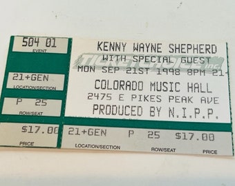 Kenny Wayne Shepherd Concert Ticket Stub pop memorabilia music heavy metal country ephemera collectible 1998 Denver Colorado Music Hall