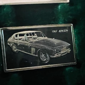 Franklin Mint Silver Bar Mini Ingot 1975 Centennial Car Classic 1967 Jensen vtg