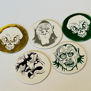 Monster Face Pogs mixed lot Slammer Milk Cap game poggs vtg fang troll clown 5A