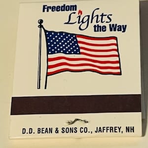 Vintage Match Book Advertising matchbook Freedom Lights Way Flag DD Bean Jaffrey New Hampshire