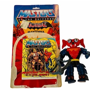 MAESTROS DE UNIVERSO Vintage figura de acción juguete 100% original completo Mattel vtg Motu 1983 card comic weapon Evil Horde Mantenna