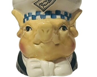 Department 56 Egg Cup Figurine Easter Pig Jam Bon Vtg Chef Cook Anthropomorphic