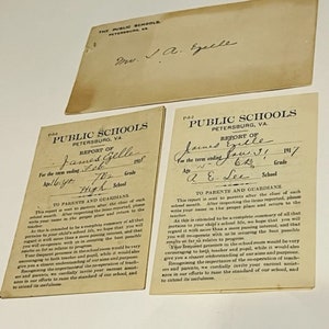 Rapportkaart 1917 Virginia Petersburg Ezelle AE Lee School Ephemera antiek Vtg BC1