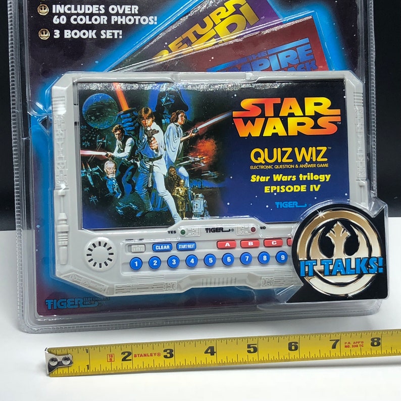 1997 STAR WARS ELECTRONIC handheld game Quiz wiz quizwiz Tiger toys new sealed trilogy new hope iv 3 book set question answer trivia solo