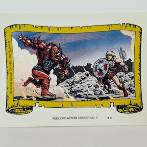 Masters of Universe pegatina de cartas coleccionables 1984 Mattel rompecabezas He-Man Beast Man run