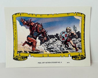 Pegatina de tarjeta coleccionable Masters of Universe 1984 Mattel rompecabezas He-Man Beast Man run