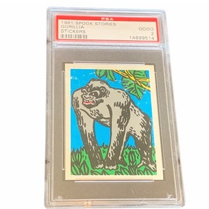 Horror Universal Monsters Trading Card Vintage 1961 Leaf Spook Stories Graded PSA 2 Gorilla Sticker