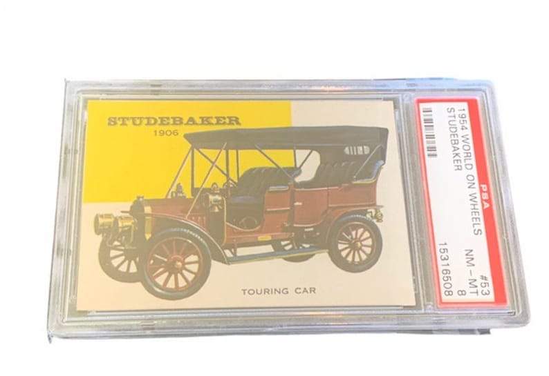 1954 World on Wheels trading card sports classic car automobile Graded slabbed PSA 8 Mint RARE vintage #53 Studebaker 1906 Touring image 1
