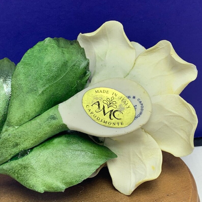 CAPODIMONTE PORCELAIN FLOWERS figurine sculpture statue fine china floral vintage vtg mcm Italy Italian fabar napoleon yellow tulip rose amc