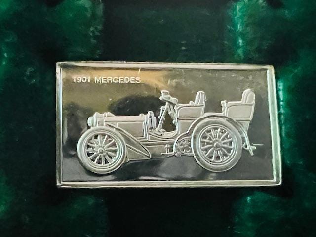 Franklin Mint Silver Bar Mini Ingot 1975 Centennial Car Classic