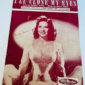 Music Sheet Vtg Ephemera song book 1946 Dinah Shore I&#39;ll Close My Eyes Radio NY BC1