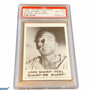 Horror Universal Monsters Trading Card Vintage 1961 Leaf Spook Stories Graded PSA 8 vtg #72 The Mummy Boris Karloff-look voelt scherp aan