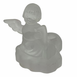 Figura navideña de ángel de cristal de GOEBEL Escultura Hummel Alemania Oeste Vintage VTG MCM Candelabro Candelabro Arpa