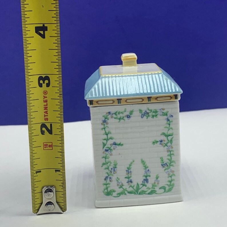 LENOX SPICE VILLAGE fine porcelain rack jar container cottage figural sculpture figurine vintage 1989 vtg kitchen storage decor Basil
