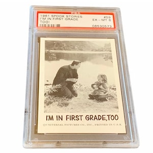 Horror Universal Monsters Trading Card Vintage 1961 Leaf Spook Stories Graded PSA 6 vtg #59 Frankenstein First Grade too little girl cliff