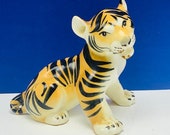 LOMONOSOV TIGER RUSSIA porcelain figurine statue sculpture vintage mcm Russian soviet union pottery collectible decor siberian