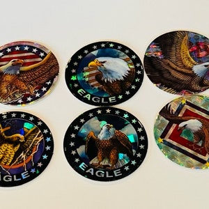 American Bald Eagle Pogs lot Slammer Milk Cap game poggs vtg America USA bird E1