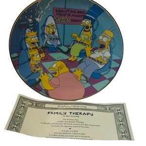 The Simpsons Collector Plate Knowles COA Box Vtg Matt Groening Family Therapy