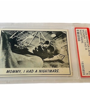 Horror Universal Monster Laffs Trading Card Vintage 1966 TCG Spook Beoordeeld PSA 5 Mommy Nightmare #8 Giant