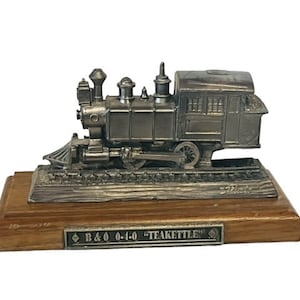 Michael Ricker Pewter Train Locomotive Model Figurine Railroad B&O Teakettle 040 image 1