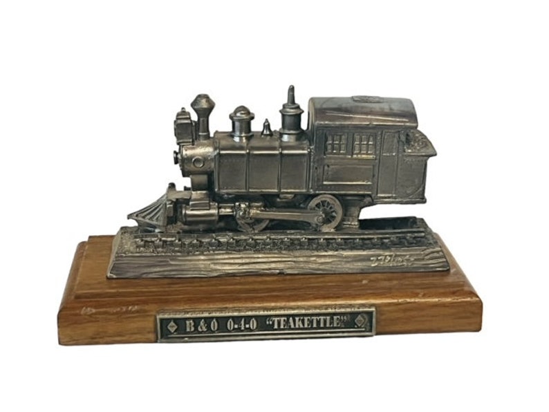 Michael Ricker Pewter Train Locomotive Model Figurine Railroad B&O Teakettle 040 image 1