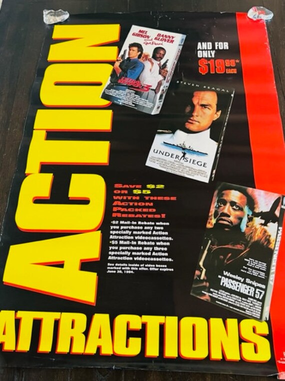 Movie Theater Cinema Poster Lobby Card Vtg 1993 Lethal Weapon Passenger 57  Siege - Etsy