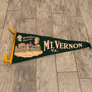 VINTAGE STATE PENNANT 1952 vintage rare americana cloth flag collectible souvenir George Washington Martha Mt vernon virginia va mount BMC5