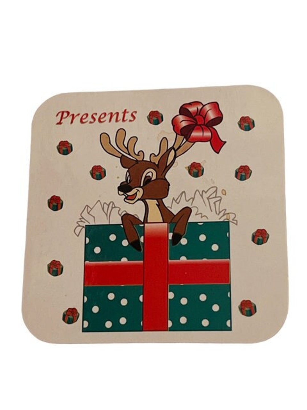 Rudolph Red Nosed Reindeer Christmas Drink Coaster Egg Nog Etsy