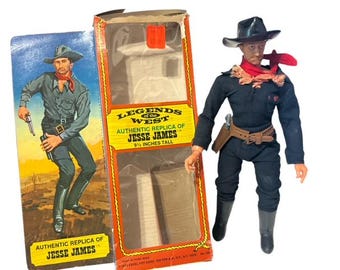Figura de juguete vintage de Jesse James Empire, 1975, Legends Cowboy Western, caja Excel de 9,5" BMC4