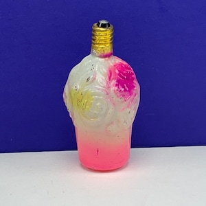 Ampoule de Noël VINTAGE c6 antique 14v vacances lait verre visage père noël non testé pot de fleur de collection poinsettia floral B4