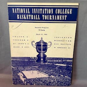 Vintage Basketball Program NCAA Print Ad Bracket Souvenir 1943 Toledo Kentucky